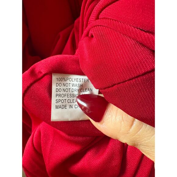 NWT 67858 Ieena for MacDuggal Red One shoulder faux wrap dress size 10 - Picture 11 of 13